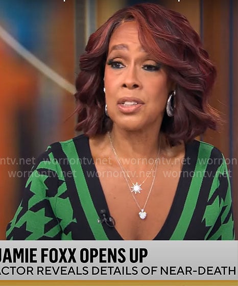 Gayle King’s green houndstooth dress on CBS Mornings