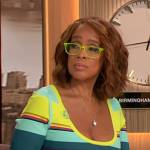 Gayle King’s striped multi-color dress on The Drew Barrymore Show