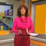 Gayle King’s pink and red sweater dress on CBS Mornings