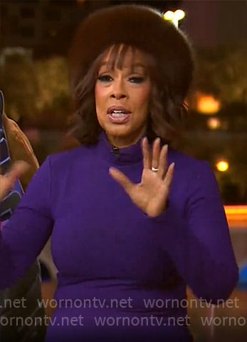 Gayle King’s purple knit dress on CBS Mornings