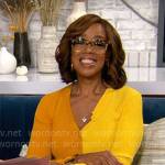 Gayle King’s yellow and orange sweater dress on CBS Mornings