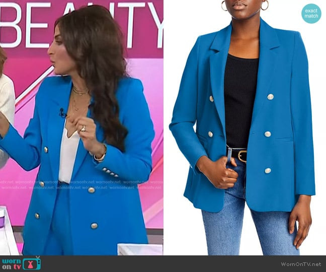 Generation Love Leighton Boyfriend Blazer in Almafi Blue worn by Ami Desai on Today