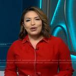 Gilma Avalos's red shirtdress with white stitching on NBC News Daily