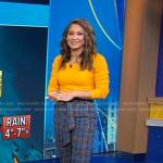 Ginger’s blue plaid pants on Good Morning America