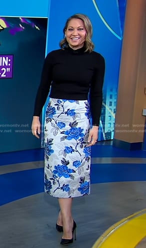 Ginger’s grey floral pencil skirt on Good Morning America