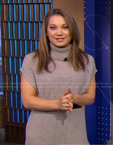 Ginger’s grey turtleneck sweater dress on Good Morning America