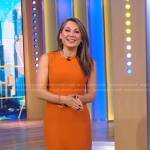 Ginger’s orange asymmetric dress on Good Morning America