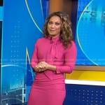 Ginger’s pink tie neck dress on Good Morning America