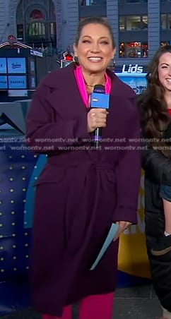 Ginger’s purple wrap coat on Good Morning America