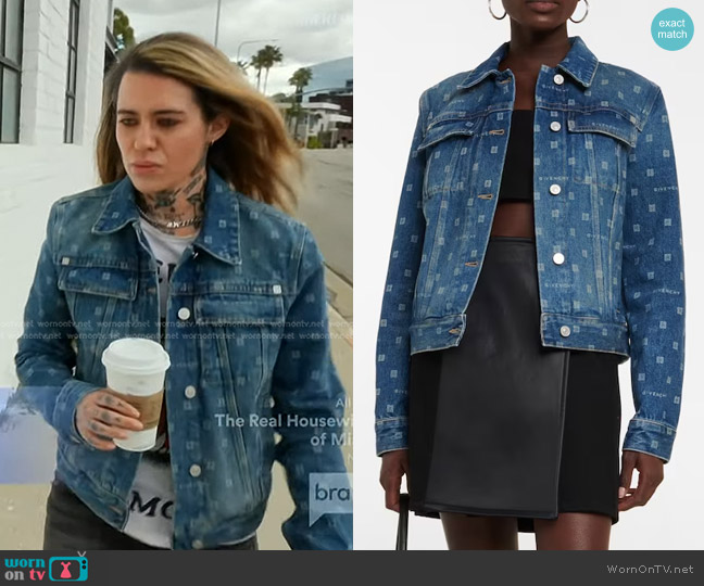 Givenchy Logo Denim Jacket worn by Morgan Wade on The Real Housewives of Beverly Hills