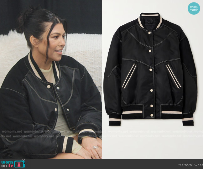 Givenchy Suede-Paneled Padded Shell Bomer Jacket worn by Kourtney Kardashian (Kourtney Kardashian) on The Kardashians