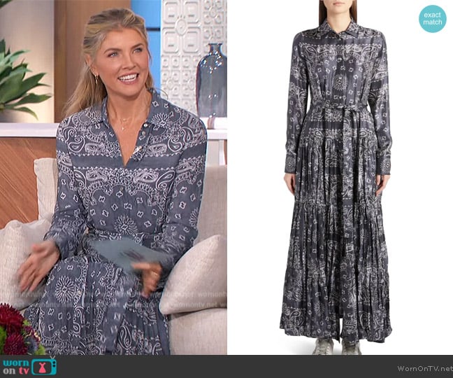 Golden Goose Bandana Print Long Sleeve Maxi Shirtdress worn by Amanda Kloots on The Talk