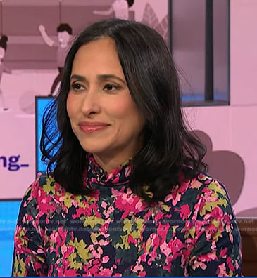 Grace Bastidas's floral turtleneck top on NBC News Daily