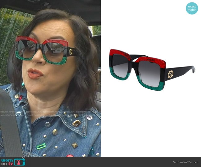 Gucci Square Sunglasses GG0083S worn by Jennifer Tilly on The Real Housewives of Beverly Hills