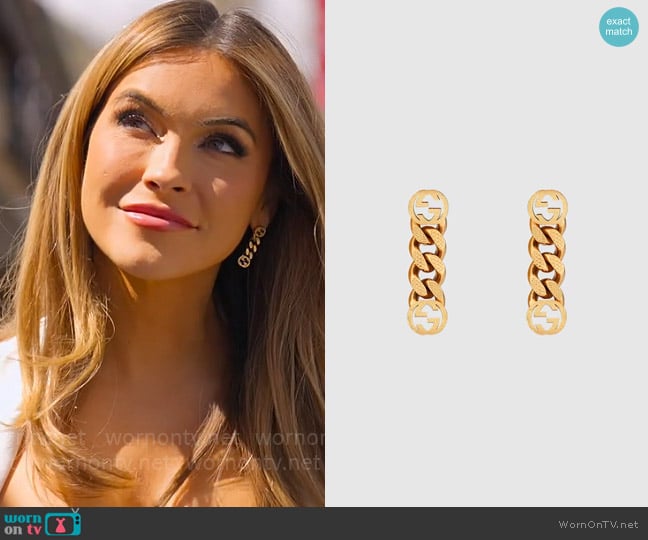 Gucci Earrings with Interlocking G worn by Chrishell Stause on Selling Sunset