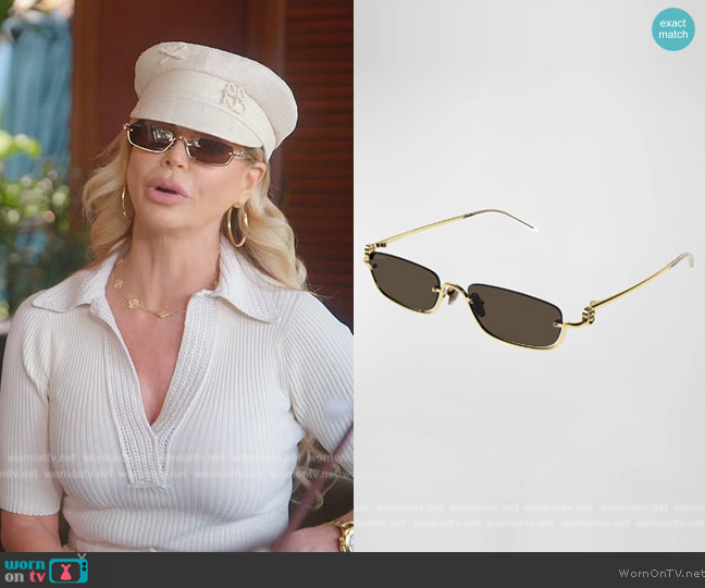 Gucci Rimless Metal Rectangle Sunglasses with Logo worn by Alexia Echevarria (Alexia Echevarria) on The Real Housewives of Miami