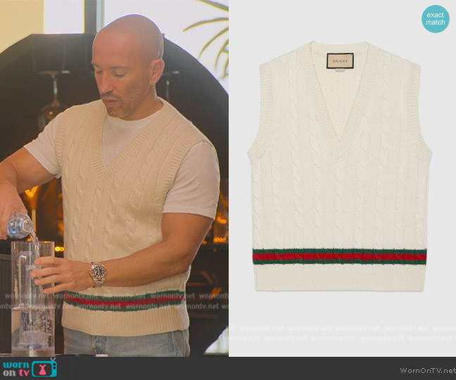 Gucci Cable Knit Vest worn by Jason Oppenheim on Selling Sunset