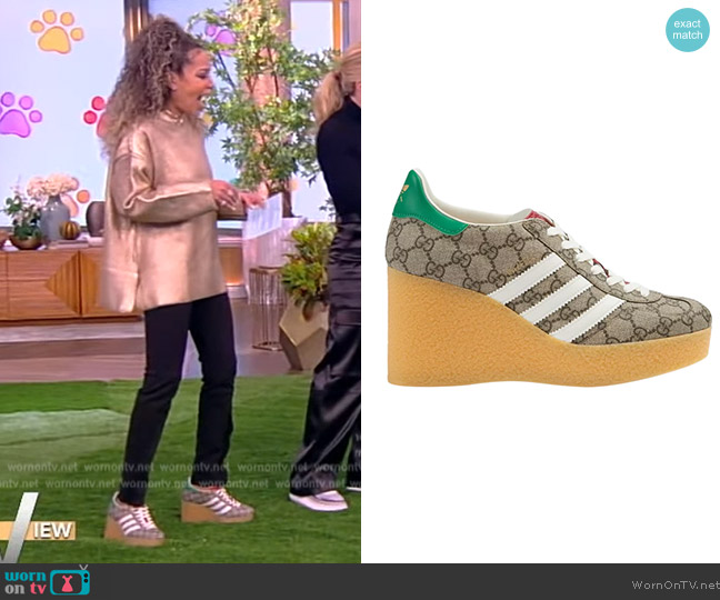 Adidas x Gucci Wedge Gazelle Sneakers worn by Sunny Hostin on The View