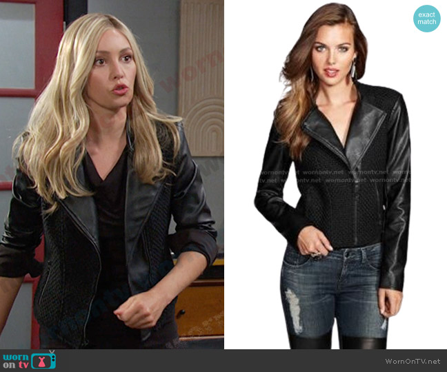 Guess Boucle Moto Jacket worn by Theresa Donovan (Emily O'Brien) on Days of our Lives