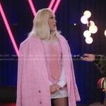 Gwen’s pink tweed dress and coat on The Voice