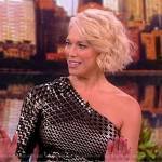 Hannah Waddingham’s metallic one shoulder dress on The View