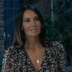 Harmony’s black and white printed wrap dress on General Hospital