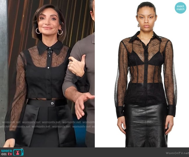 Helmut Lang Black Fitted Shirt worn by Courtney Mazza on Access Hollywood