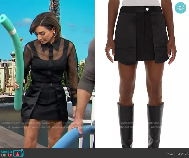 Helmut Lang Black Inside-Out Miniskirt worn by Courtney Mazza on Access Hollywood