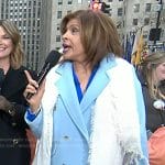 Hoda’s blue double breasted coat on Today