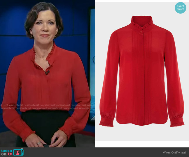 WornOnTV: Kelly Cobiella’s red ruffle trim blouse on Today | Clothes ...