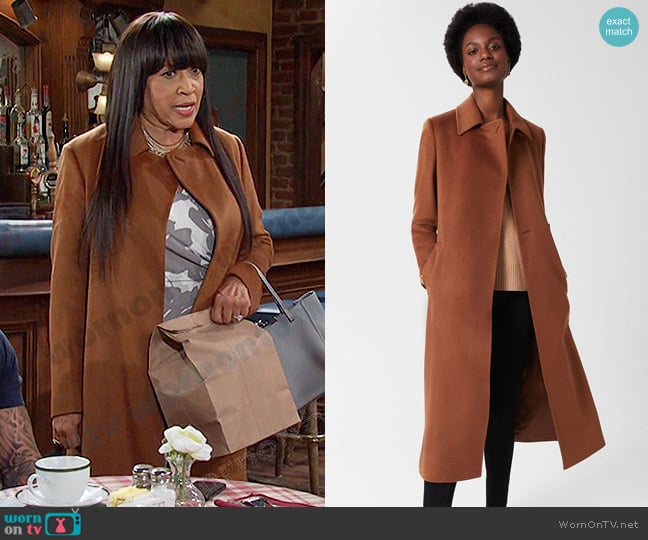 Hobbs Livia Wool Coat worn by Paulina Price (Jackée Harry) on Days of our Lives