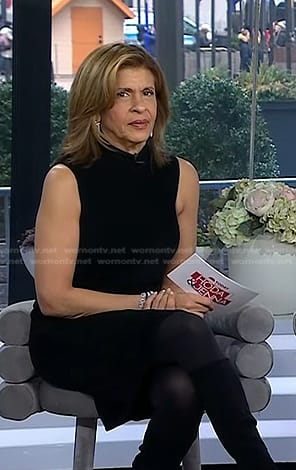 Hoda’s black sleeveless mock neck dress on Today