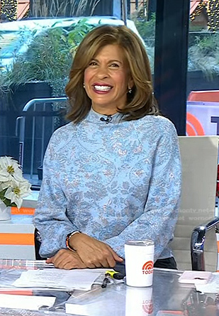 Hoda’s blue floral print sweater on Today