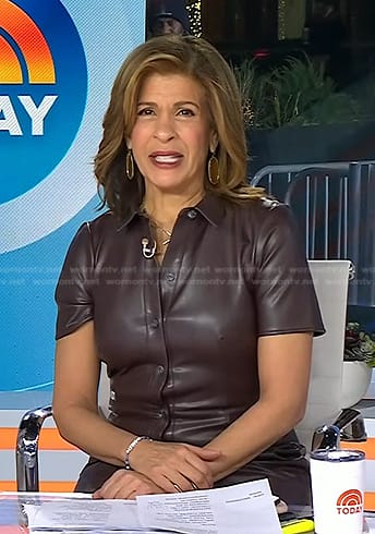 Hoda’s brown leather shirtdress on Today