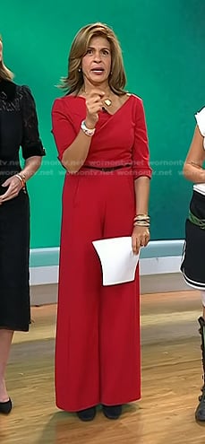 Hoda’s red belted jumpsuit on Today