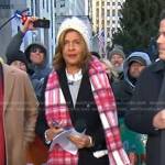 Hoda’s plaid wool scarf and pom pom beanie on Today