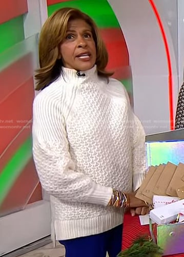 Hoda’s white textured ribbed sweater on Today