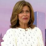 Hoda’s white open knit ruffle sweater on Today