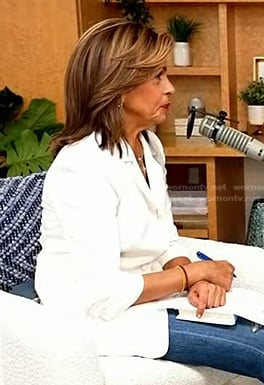 Hoda’s white ruched sleeve blazer on Today