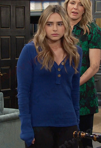 Holly's blue long sleeve top on Days of our Lives