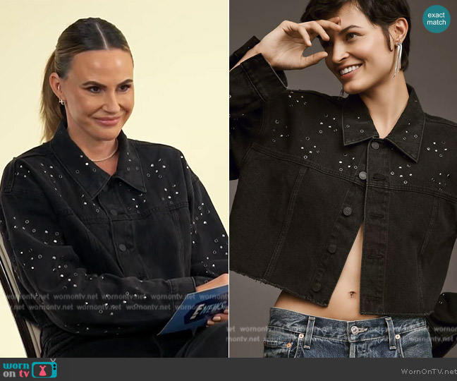 Hudson Jeans Grommeted Cropped Denim Jacket worn by Keltie Knight on E! News