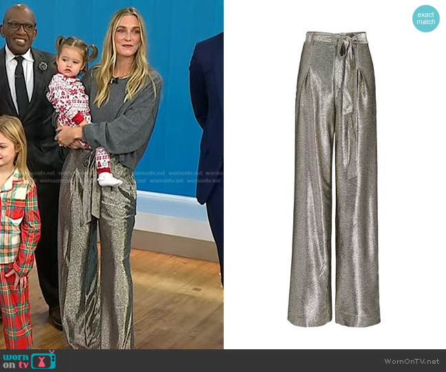 Intermix Chelsie Metallic Wide-Leg Pants worn by Jasmine Snow on Today