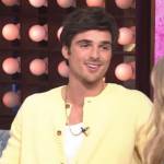 Jacob Elordi’s yellow cardigan on The Kelly Clarkson Show