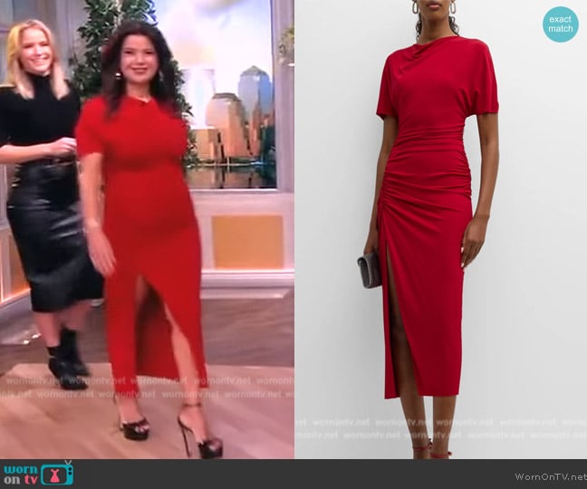 Jason Wu Ruched stretch-jersey maxi dress worn by Ana Navarro on The View