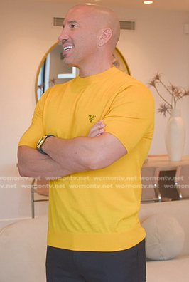 Jason's yellow Prada t-shirt on Selling Sunset