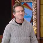 Jeff Probst’s gray cable knit sweater on Live with Kelly and Mark