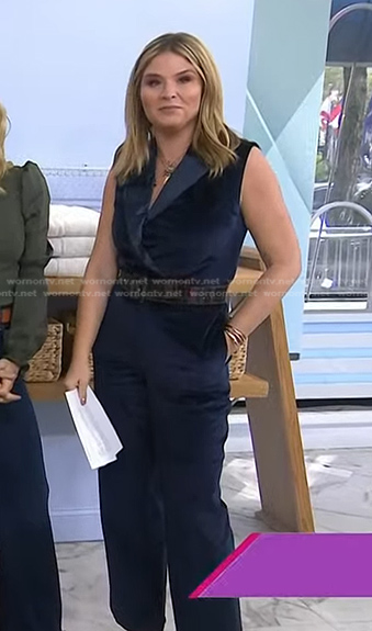 Jenna’s blue velvet sleeveless jumpsuit on Today