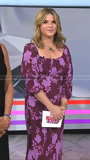 WornOnTV: Jenna’s burgundy and pink floral dress on Today | Jenna Bush ...