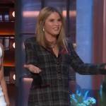 Jenna Bush’s black plaid jacket and skirt on The Kelly Clarkson Show