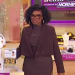 Jennifer’s brown asymmetric mesh dress on The Jennifer Hudson Show